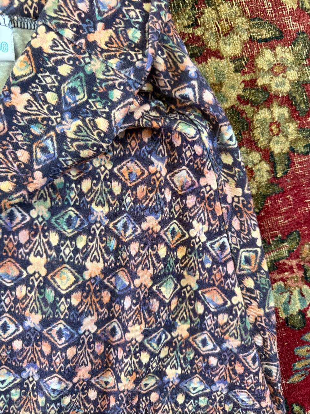 LuLaRoe purple ikat print knit maxi skirt foldover waist M - Picture 4 of 5